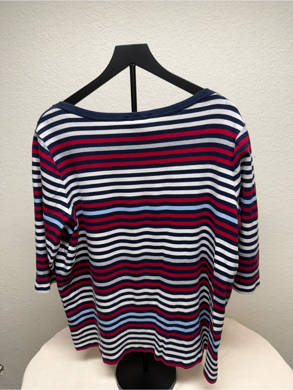 CJ Banks Navy, White & Red Striped Top